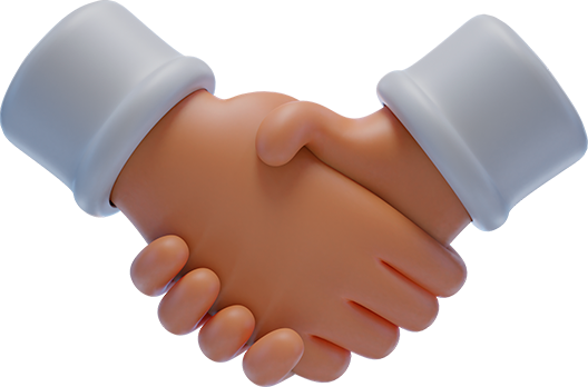 Two individuals engaging in a handshake on a blank background.