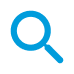 Blue, magnifying glass, icon, black background.