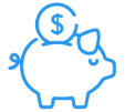 Blue piggy bank icon