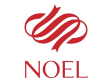 A red logo with the word noel, created by a Virtual Assistant.